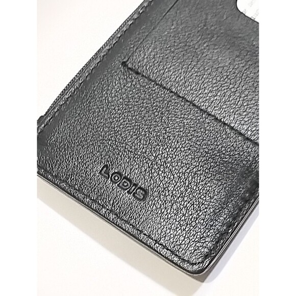 LODIS Slim 8 Credit Card Stacker Wallet Case w Zipper Pocket Black Leather NIB - Picture 5 of 6